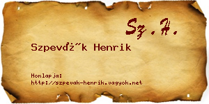 Szpevák Henrik névjegykártya