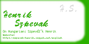 henrik szpevak business card
